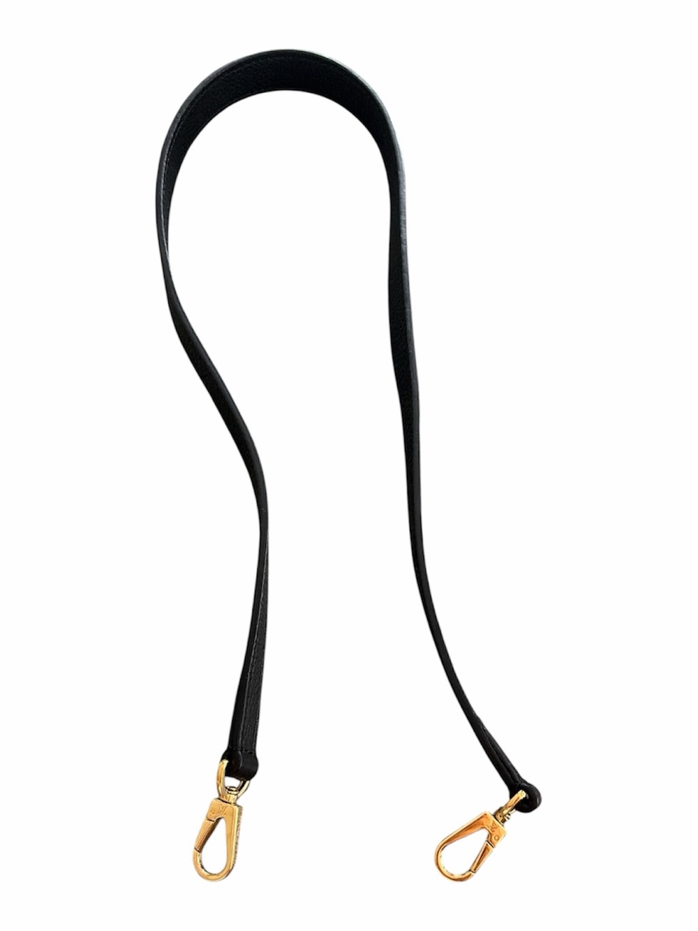 Louis Vuitton Black Leather Strap with Gold Hardware